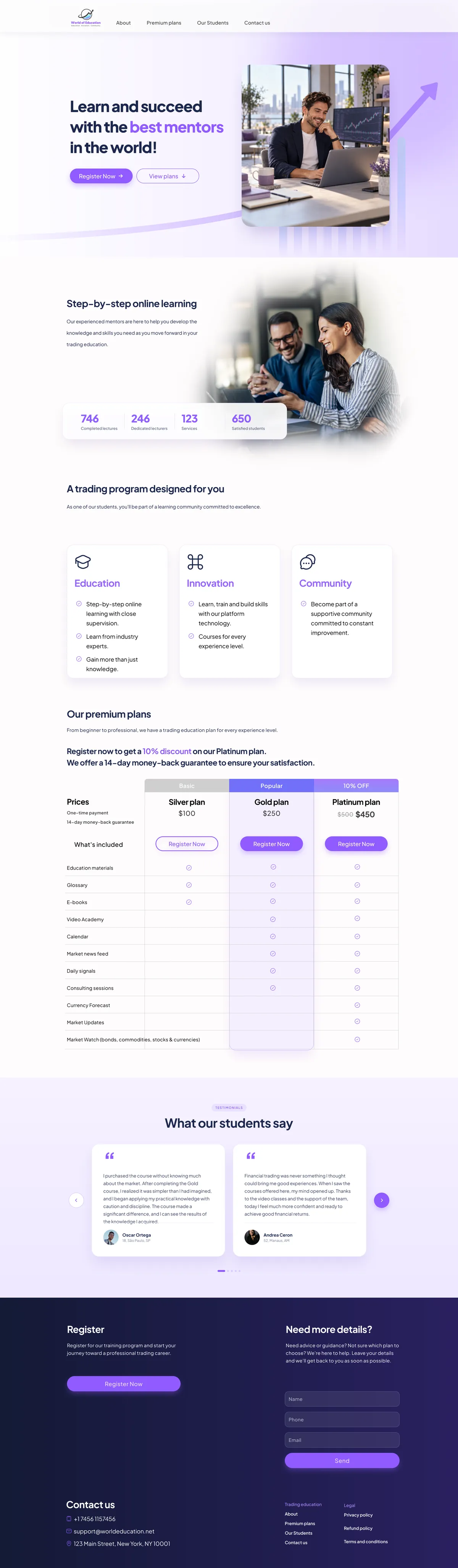 World of Education — full page design
